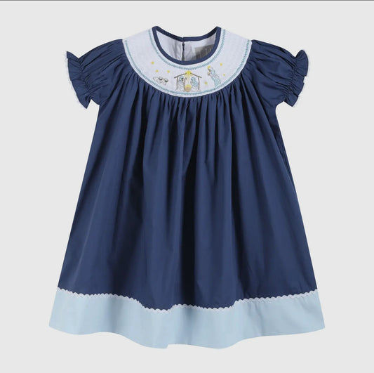 Lil Cactus Nativity Smocked Bishop Dress - PRE-ORDER ONLY
