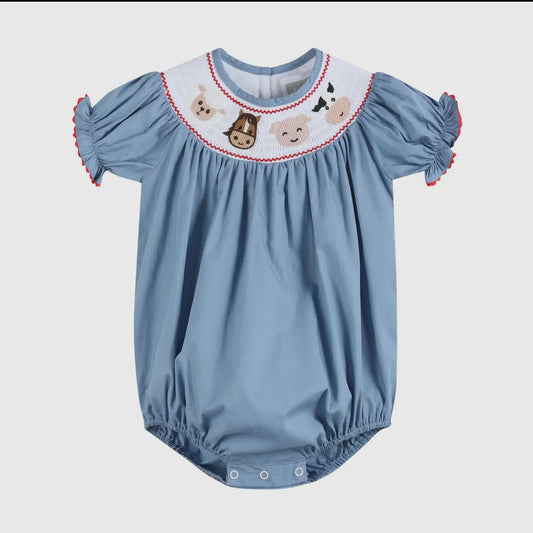 Lil Cactus Smocked Farm Animal Bubble
