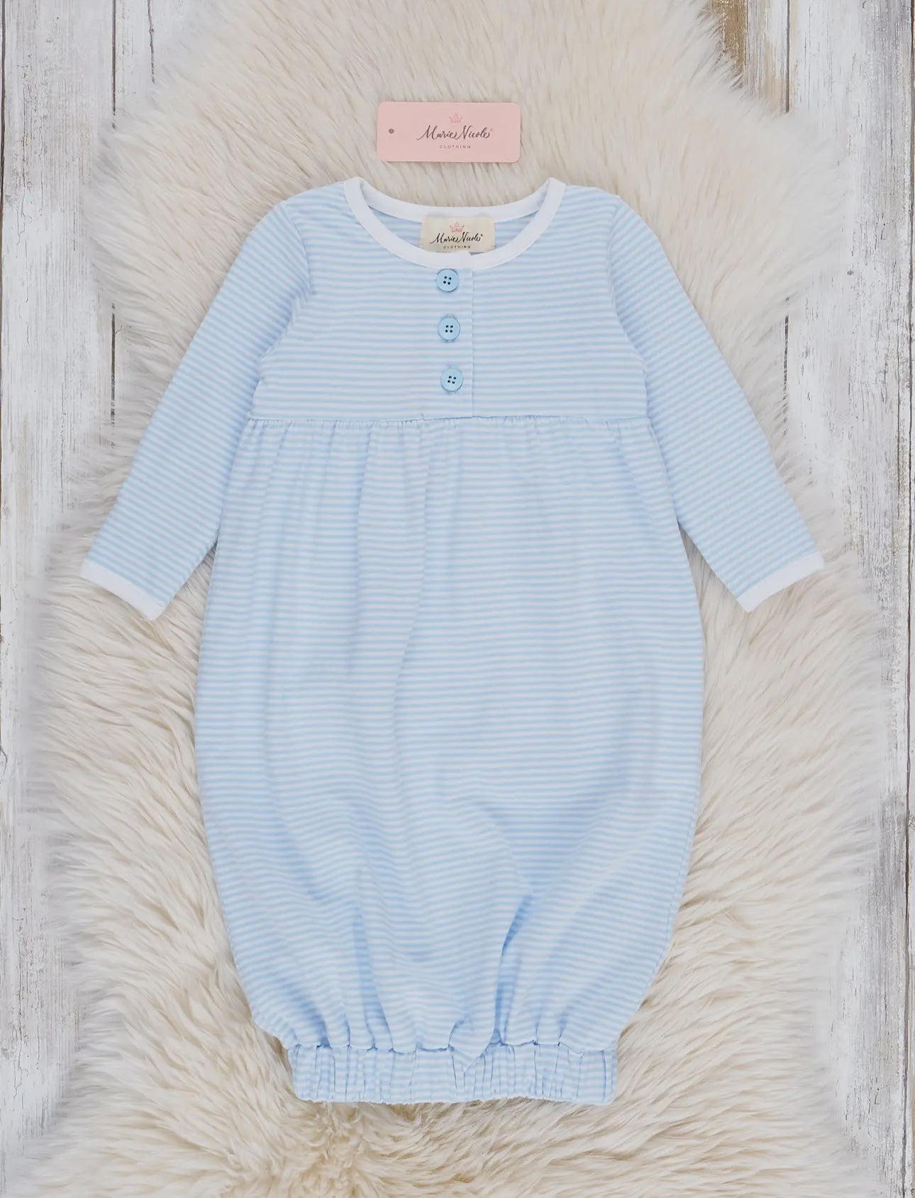 Classic Baby Blue Striped Henley Gown