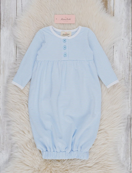 Classic Baby Blue Striped Henley Gown