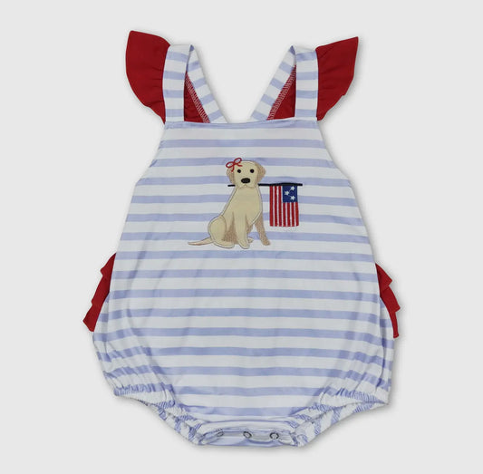 Sleeveless Stripe Dog 4th of July Bubble