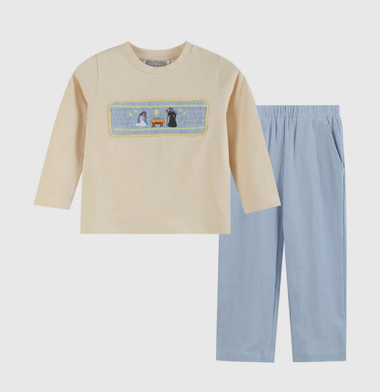 Lil Cactus Nativity Smocked Pants Set - PRE-ORDER ONLY