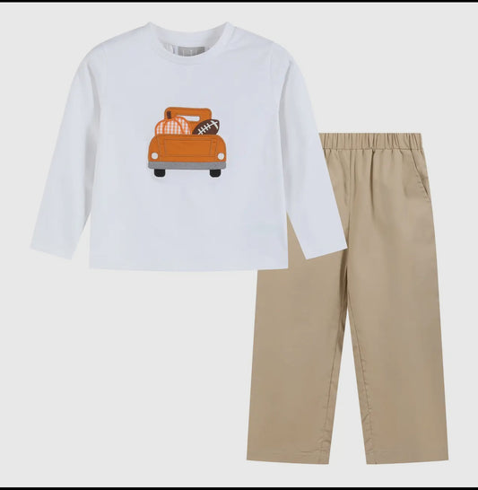 Lil Cactus Pumpkin Football Truck Pant Set - PRE-ORDER ONLY
